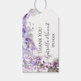 紫薄紫花水彩結婚式の引き出物ラベル ギフトタグ