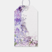 紫薄紫花水彩結婚式の引き出物ラベル ギフトタグ (裏面)