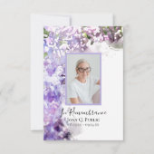 紫薄紫花水彩葬儀悔やみや弔慰 サンキューカード (正面)