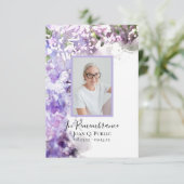 紫薄紫花水彩葬儀悔やみや弔慰 サンキューカード (スタンド正面)
