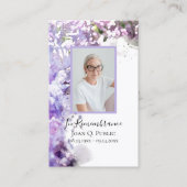 紫薄紫花水彩葬儀祈りの言葉 名刺 (正面)
