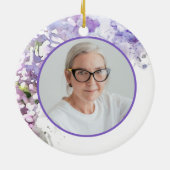 紫薄紫花水彩記念記念 セラミックオーナメント (裏面)