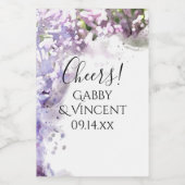 紫薄紫花水色結婚のワインラベル ワインラベル (シングルラベル)