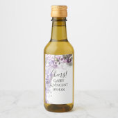 紫薄紫花水色結婚のワインラベル ワインラベル (正面)