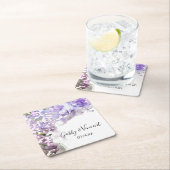 紫薄紫花水色結婚の スクエアペーパーコースター (インサイチュ)