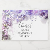 紫薄紫花水色結婚の スパークリングワインラベル (シングルラベル)