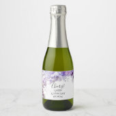 紫薄紫花水色結婚の スパークリングワインラベル (正面)