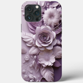 紫薄紫花3d iPhone 13 pro maxケース