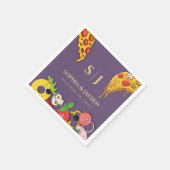 紫薄紫金ゴールドモダンミニマル結婚ピザ スタンダードカクテルナプキン (角)