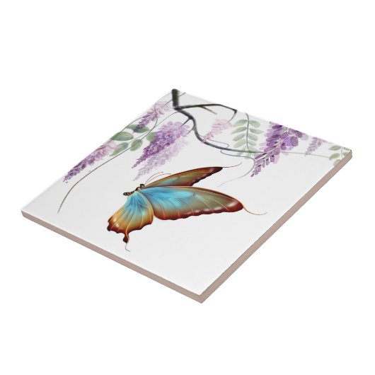 紫藤の花蝶 タイル (側面)