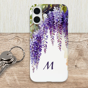 紫藤エレガントフローラ水色 iPhone 16 PLUSケース