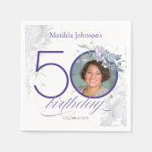 紫藤エレガントフローラ50誕生日 スタンダードカクテルナプキン (正面)