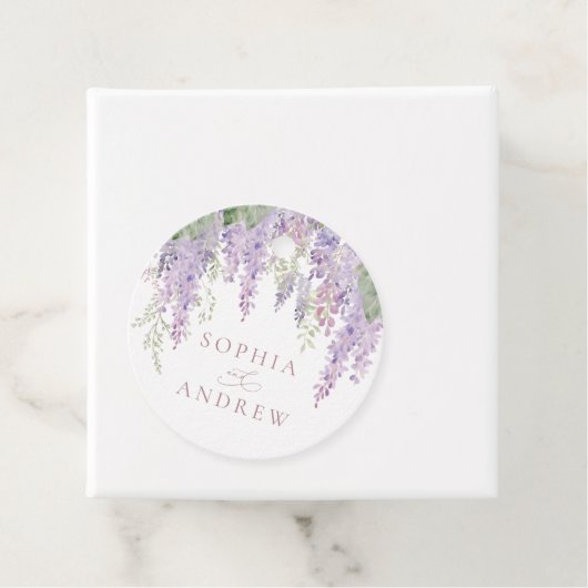 紫藤エレガント花結婚式の引き出物ラベル フェイバータグ (インサイチュ)