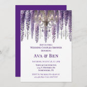 紫藤シャンデリア結婚のカップルのシャワー 招待状 (正面/裏面)
