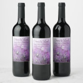 紫蘭の花の結婚式は日付を保存 ワインラベル (ボトル)