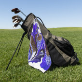 紫虹彩花の渦巻き ゴルフタオル (グリーン)