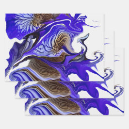 紫虹彩花の渦巻き ラッピングペーパーシート