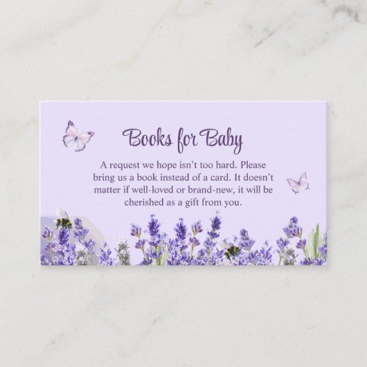 紫蝶と花園のベビー エンクロージャーカード (正面)