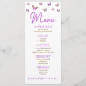 紫蝶をテーマにしたブライダルシャワー食品 メニュー (正面)