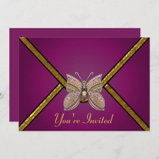 紫蝶宝石パーティの招待状 招待状 (正面/裏面)