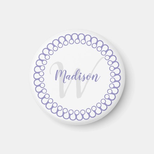 紫装飾円モノグラム磁石 マグネット (正面)