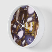 紫褐色の白いアゲイト石の宝石模様 壁時計 (傾斜)