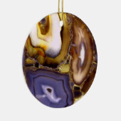 紫褐色の白い瑪瑙の石模様 セラミックオーナメント (右)