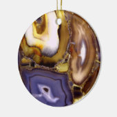 紫褐色の白い瑪瑙の石模様 セラミックオーナメント (左)