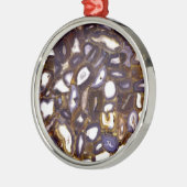 紫褐色の白い瑪瑙の石模様 メタルオーナメント (左)
