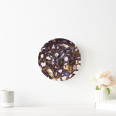 紫褐色の白い瑪瑙の石模様 ラウンド壁時計 (ホーム)