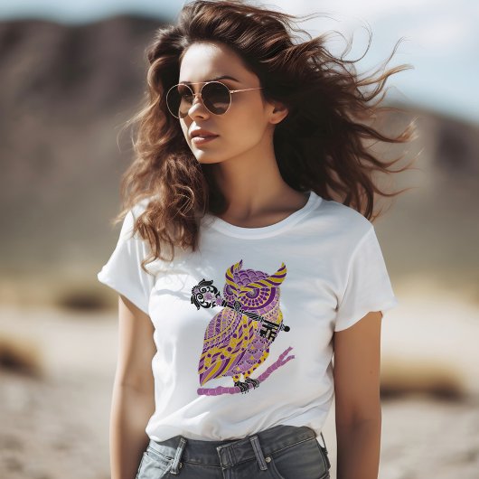 紫角素晴らしフクロウ Tシャツ