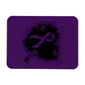 紫認識度リボングランジハート マグネット (横)