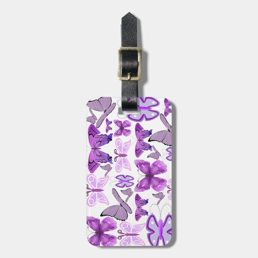 紫認識度蝶 ラゲッジタグ (正面縦)