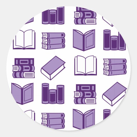 紫読本と書模様 ラウンドシール (正面)