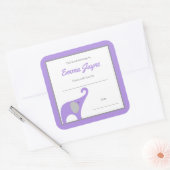 紫象赤ちゃんシャワー図書室 スクエアシール (封筒)