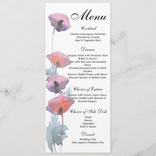 紫赤面ポピー結婚ズ メニュー (正面)