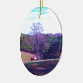 紫遠くにの野の遠馬 セラミックオーナメント (左)