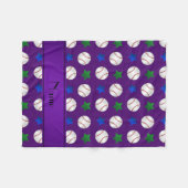 紫野球パーソナライズされたの青緑色の星を呼ぶ フリースブランケット (正面(横))