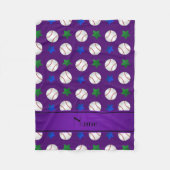 紫野球パーソナライズされたの青緑色の星を呼ぶ フリースブランケット (正面)