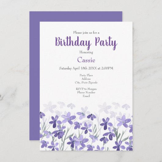 紫野花の畑 招待状 (正面/裏面)