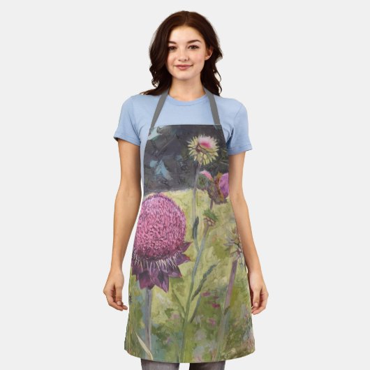 紫野花エプロン エプロン (着用した状態)