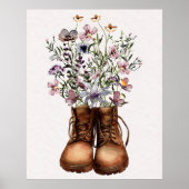 紫野花ハイキングブーツ屋外 ポスター (正面)