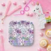 紫野花ブライダルシャワー ペーパープレート (パーティー)