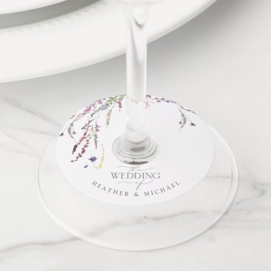 紫野花書結婚の ワイングラスタグ (クローズアップ)