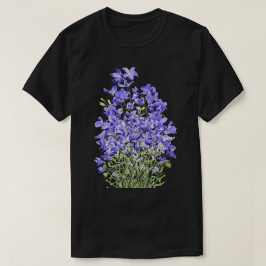 紫野花絵画水色 Tシャツ (デザイン正面)