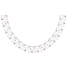 紫野花蝶ハッピーバースデー バンティングフラッグ