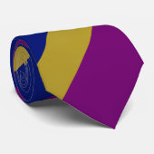 紫金ゴールドと青ストライプのタイ ネクタイ (ロール)