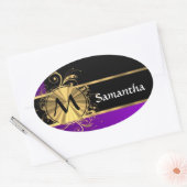 紫金ゴールドと黒モノグラム 楕円形シール (封筒)