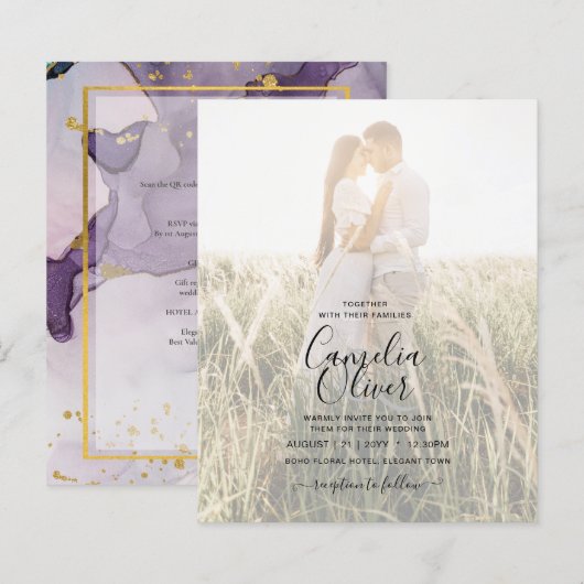 紫金ゴールドアルコールインク抽象芸術写真結婚の (正面/裏面)