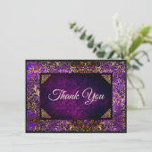 紫金ゴールドエレガントフローラダマスクモノグラム サンキューカード (スタンド正面)